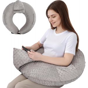 Ulteronixshop-Coussin de lecture pour jeux, repose-bras, coussin en forme de U avec poche lat&eacute;rale pour lit et canap&eacute;, coussin de jeu compact avec support de tablette pour la lecture, le crochet, le - Neuf