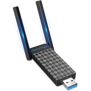 MEVRONISSHOP-Cl&eacute; WiFi Puissante, Cle Wifi AC1300 Mbps Double Bande 2.4GHz/5GHz Dongle WiFi USB 3.0 Antenne WiFi pour PC/Laptop/Desktop/Tablet Adaptateur WiFi compatible avec Win 11/10/8/7/Vista/XP M - Neuf