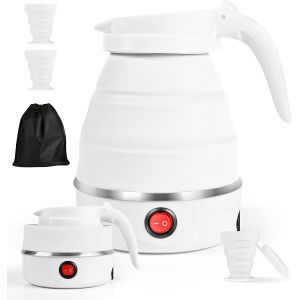 KALANKA-Bouilloire pliable 0,6 L Avec 2 gobelets pliables, Bouilloire portable de Camping, Mini Bouilloire de Voyage, Mini bouilloire électrique en silicone pour le camping, le voyage, l'extérieur (B - Neuf