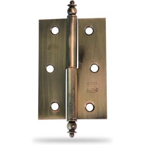 Lot de 2 Charnières pour meubles - Ouverture à droite - Acier laitoné - 70 x 43 x 1,2 mm - Démontable, Bord carré et Sans finition - Neuf
