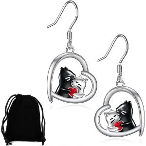 Kal-Femme Boucles D'oreilles Chat Boucles D'oreilles Argent Sterling 925 Boucles D'oreilles De Chat Mignon Pour Femmes, Filles Et Enfants - Neuf