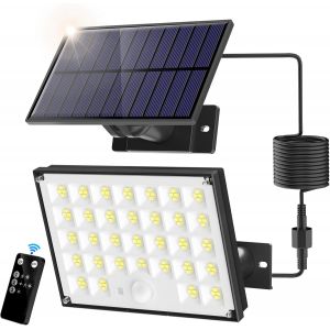 Kalanka-Lampes Solaires D'extérieur Avec Détecteur De Mouvement (Avec Télécommande) 127 Led Avec Détecteur De Mouvement 3 Modes D'éclairage Extérieur Pour Terrasses/Garages, Rallonge De 5 M - Neuf