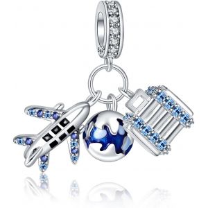 Tianyi-Breloque En Argent Sterling 925 Pour Femme Bracelets Collier Pendentif Tasse À Café Fusée Astronaute Planète Valise Voyage Pierres Bleues Tour Eiffel Montgolfière Note De Musique - Neuf