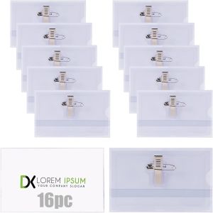 Porte Badge,16Pcs Badge Plastique Horizontal, Badges Personnalisable Avec Clip et &eacute;pingle, Porte-Carte d'Identit&eacute; Transparent R&eacute;sistant &agrave; l'Eau Pour Badges Infirmiere, Ecoles, Entreprises - Neuf