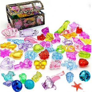 KAL-Bbaoo Gemme De Plong&eacute;e, Jouets De Plong&eacute;e, Jouet De Natation, Jouet De Plong&eacute;e En Piscine, Avec Coffre Au Tr&eacute;sor Transparent Convient Aux Enfants Filles Gar&ccedil;ons (58 Gemmes Al&eacute;atoires) - Neuf