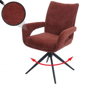 Chaise de salle &agrave; manger HWC-O78, chaise de cuisine, pivotante avec retour automatique, tissu/textile chenille (310 g/m&sup2;) &Ouml;ko-Texrouge-brun - Neuf