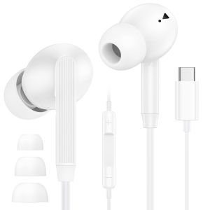 JGD-Ecouteurs Filaire USB C pour iPhone 17 16 15 Pro Max Plus, &Eacute;couteurs Filaire USB C Intra Casque &Eacute;couteur Filaire USB Type C pour Samsung Galaxy A56 A55 A36 A26 5G A25 A17 A16 S26 Ultra S25 S24 S2 - Neuf