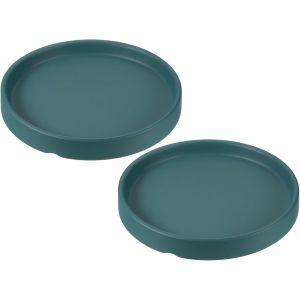 ERYI-2 Pièces Soucoupe Pour Plante - Plateau En Céramique Rond Avec Écoulement Pour Pot De Jardin/Extérieur (4,5 Pouces, Cyan) - Neuf