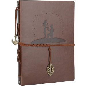 MAA-Album Photos Scrapbooking, Vintage Traditionnel Scrapbook Pages Noires Mariage Livre photo en Cuir, DIY Adhesif Souvenir Livre Noël Anniversaire Cadeau Original pour Femme Homme Maman, 28 x 21cm - Neuf