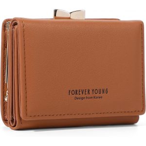 CAUC-Porte Monnaie Femme en Cuir PU Petit Format Portefeuilles pour Femme avec Grande Capacité Porte-Feuille Femmes Zippé Pochette à Monnaie (Marron) - Neuf