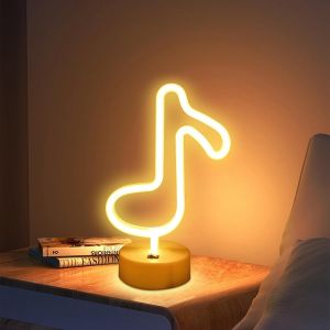 Led Music Notes Shaped Neon Lights Décor Lumière Led Night Light Table Murale Décor À Piles Lampes D'éclairage Créatif Pour Le Mariage De Noël D'anniversaire De Signe Luau D'été Kids Party Chambre Sa - Neuf