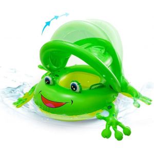 Siège De Piscine Pour Bébé - Bouée Flottante Avec Auvent, Siège Gonflable Pour Bébé, Bouée De Natation Pour Enfants De 6 À 30 Mois (Vert) - Neuf