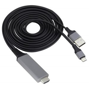 KALANKA-2 en 1 USB Type C 3.1 et USB 2.0 A vers HDMI 4K@30Hz HDTV Câble de Sortie Audio-Vidéo Miroir pour Android, MacBook, iPad, Thunderbolt 3 (2m / USB C Noir) - Neuf