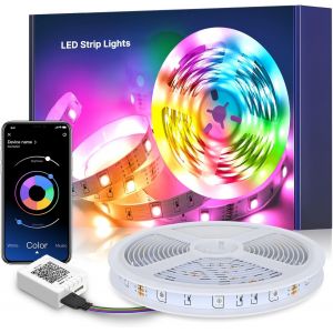 Ruban Led 5m, Bande Led Flexible Bandeau Led Avec T&eacute;l&eacute;commande Bluetooth App, Synchroniser Avec La Musique, Lumiere Led Pour F&ecirc;te D&eacute;cor Pour La Maison Chambre Bar - Neuf