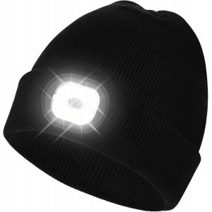 Nsiecd-Bonnet Homme Led, Bonnet D'hiver En Tricot Avec Led Lampe, Bonnet Hiver Lampe Frontale Rechargable, Cadeau Homme Femme - Neuf