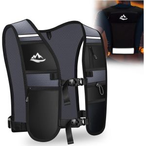 Mevronisshop-Gilet Hydratation Running Femme Homme, Sac &Agrave; Dos Gilet Trail L&eacute;ger Et Respirant, 2l Grand Compartiment Gilet D'hydratation Reflechissant Pour Course &Agrave; Pied, Randonn&eacute;e, Cyclisme, Marathon - Neuf