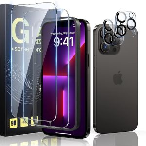2+2, Verre Tremp&eacute; Pour Iphone 13 Pro Max 6,7"" Kit Outil D'Installation Facile, 2 Protection &Eacute;cran Vitre Pour Iphone 13 Pro Max Avec 2 Protection Camera [Facile &Agrave; Installer] [Sans Bulles] - Neuf