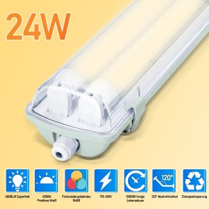 6x R&eacute;glette Led &Eacute;tanche Lampe Led Pour Pi&egrave;ces Humides Lampe Ovale Pour Ext&eacute;rieur 150cm 2 X 24w Blanc Neutre - Neuf