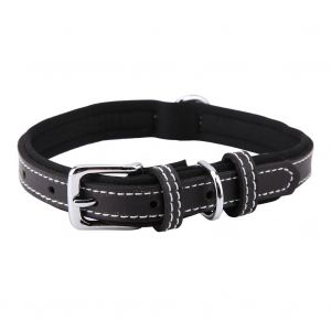 Hjlian Collier Reglable En Cuir Pu Souple Pour Chien, Doublure En Tissu De Plongee (Noir L) - Neuf