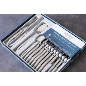 Checarzhn--No1-Laguiole Heritage - Ménagère 24 Pièces - Set De Couverts De Table Acier Inoxydable Pour 6 Personnes - Présentation Coffret Cadeau - Argent - Neuf
