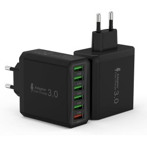 Chargeur Mural Rapide Usb 3.0 33w/6a 6 Ports, Adaptateur Prise Secteur Multiple Universel Pour Iphone 12/11/Xr/Xs/X,Samsung Galaxy S21/S20/S10/S9/Note,Xiaomi - Neuf