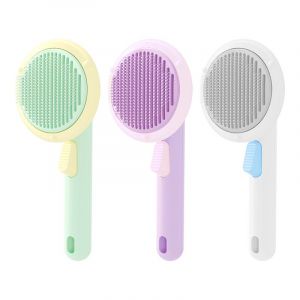 Brosse autonettoyante pour chiens et chats, en forme de poire blanche, pour poils longs et courts, avec une seule touche, pour une élimination efficace des poils morts et des poils tomenteux. - Neuf