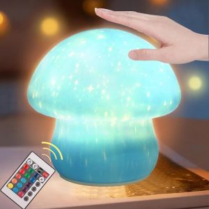 Bnhgc-Veilleuse Champignon 16 Couleurs Avec Télécommande, Lampe Champignon À Intensité Variable Et Rechargeable - Neuf