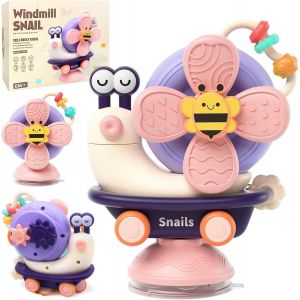 Jouet Ventouse Chaise Haute, Baby Spinner avec Ventouse, Jouet Sensoriel Montessori Bebe 6-12 Mois, Cadeau Enfant Fille et Gar&ccedil;on AB 6 Mois (Orange) - Neuf