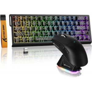 &times; Attack Shark Clavier Et Souris Sans Fil &Agrave; Commutateurs Magn&eacute;tiques, Clavier &Agrave; D&eacute;clenchement Rapide 8 Khz, Souris Gaming Trimode 59G Pour Pc/Mac(Noir) - Neuf