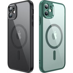 TRAHOO-Magn&eacute;tique Coque pour iPhone 11 Compatible avec MagSafe, [2 Pi&egrave;ces] Protection Antichoc Militaire Etui Anti Rayures Transparente Arri&egrave;re Housse Case pour iPhone 11 (Noir et Vert) - Neuf