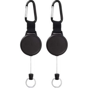 Porte-Badge Rétractable Robuste Bobine Porte-Badge D¿Identification Porte-Badge Porte-Clés De Carte De Nom Avec Cordon D¿Acier De 39", Noir (Paquet De 2) - Neuf