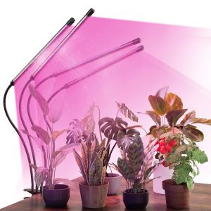 Lampe Horticole LED, Lampe de Plante à 4 Têtes avec 120 LED Spectre Complet, Minuterie 3h/9h/12h, 3 Modes de Couleur et 10 Luminosité Dimmable - Neuf