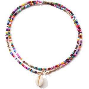 Kales-Set De 1 Collier De Coquillages,Collier De Coquillages Réglable De Collier Ras Du Cou Hawaïen,Colliers Ras Du Cou En Coquillage Faits À La Main,Pour Été Plage Bijoux Femme Et Fille - Neuf