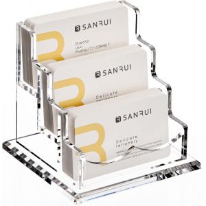 Business Card Holder for Office 3 Business Card Slots for Exhibition Home Office 15 Card Capacity - Neuf