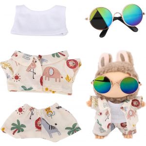 Vêtements de Poupée, Ambiance Plage Tenues Poupée pour Jouets 17cm Lunettes Pantalons Gilet Haut Accessoires de Jouets à Exposer Décoration (Style Fruité) - Neuf