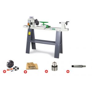 Pack tour &agrave; bois 306x900mm + mandrin 100 mm + jeu 8 burins + mandrin &agrave; couronne + abre Holzstar Holzstar DB900 PACK - Neuf
