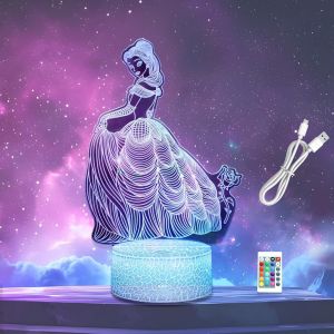 Eryi-Veilleuse De Princesse Pour Femmes Et Filles, Saint-Valentin, Illusion 3d, Lampe Led, Veilleuse 3d, Cadeau D'anniversaire Pour Femmes, Filles, Enfants, Salon, Chambre À Coucher, Chambre D'enfant - Neuf
