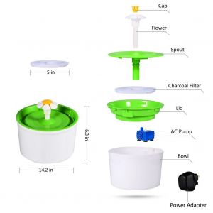 Hjlian Fontaine A Eau Automatique Electrique Pour Animaux De Compagnie, Filtre A Eau Pour Chiens Et Chats, Verte, Avec Prise Britannique - Neuf