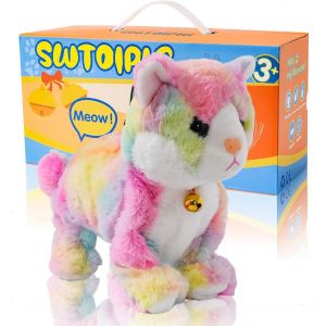 MDY-Jouet en Peluche électronique interactif - Mise à Niveau avec Les Yeux Lumineux LED Contrôle du Son animé Animal de Compagnie, Robot Chat Chaton Cadeaux pour garçons et Filles - Neuf