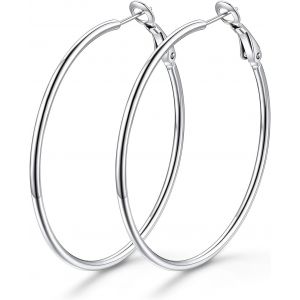 Kal-Créole Femme Acier Inoxydable/Plaqué Or, Boucle D'oreille Grand Anneau, Diamètre De 30/50/70/100 Mm, Women's Hoop Earrings - Neuf