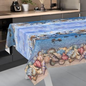SJZG-Nappe En Toile Cir&eacute;e Lavable, Pour Table De Jardin, Ext&eacute;rieur Et Int&eacute;rieur, Bord Coup&eacute;, Motif De P&ecirc;cheur - 140 X 140 Cm - Neuf