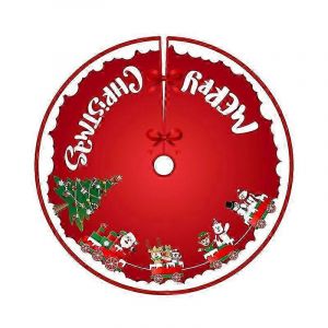 Jupe De Sapin Ronde En Peluche Rouge De 90 Cm Pour Pied De Sapin De No&euml;l - Neuf
