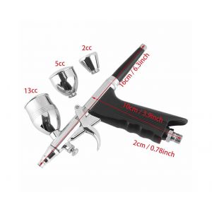 Kit a&eacute;rographe double action avec buses et godets de 0,3 mm, 0,5 mm et 0,8 mm - Neuf