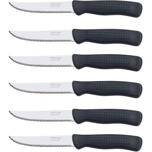 Kalanka-Set De Couteaux &Agrave; Steak | Couteaux De Table 6 Pzas | Poign&eacute;e En Polypropyl&egrave;ne | Lame 110 Mm | Emballage &Eacute;cologique | Va Au Lave-Vaisselle | Couleur Noir - Neuf