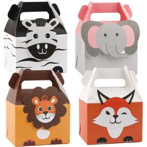 SHIBA-20pcs Sacs de Fête Animaux, Sacs Cadeaux en Papier, Petits Sacs en Papier Pour la Fête des Enfants, 4 Dessins Thème de la Ju[2 - Neuf
