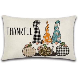 CAUC-Housse de Coussin Ferme Citrouille Feuille d'&eacute;rable Thanksgiving Motif Taie d'oreiller D&eacute;cor d'automne pour Canap&eacute; Maison Salon Chambre D&eacute;coration 1 pi&egrave;ces (30x50cm, Nain Citrouille) - Neuf