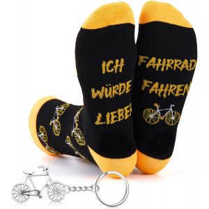 Jgd-Cadeaux Cyclistes Chaussettes &Agrave; Motif V&eacute;lo Chaussettes De Cyclisme Porte-Cl&eacute;s V&eacute;lo Carte De Voeux Cadeau De No&euml;l D'humour De Chaussettes De Nouveaut&eacute; Pour Hommes - Neuf