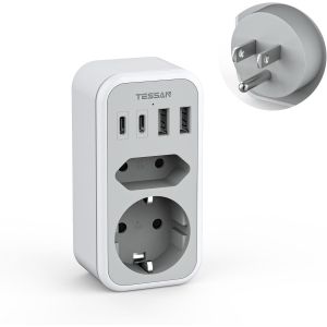 JGD-Adaptateur Prise USA, 6 en 1 Prise Canada avec 2 USB C et 2 USB A, Adaptateur Type B France vers Americaine Canada Mexique Thailande - Neuf