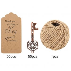 Hjlian Decapsuleur En Forme De Cle Avec Ficelle Et Etiquette Pour Cadeau De Mariage (50 Pieces + Ficelle + Carte) - Neuf