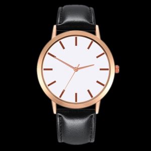 Montre A Quartz Pour Femme, Tendance, Cadran Rond, Bracelet En Cuir, Decontractee, Noire - Neuf